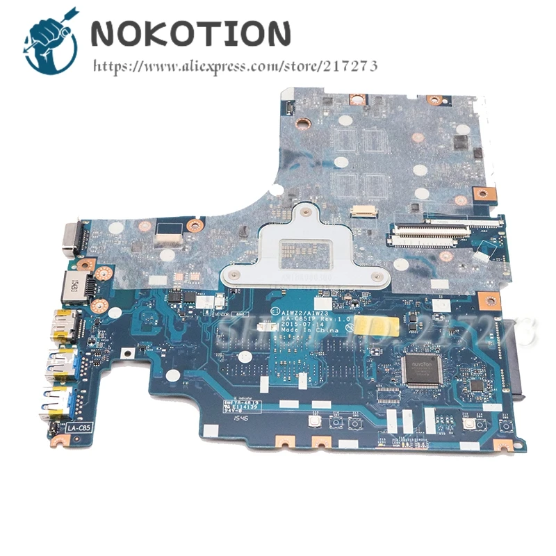 Very best  NOKOTION For Lenovo 500-15ISK Laptop Motherboard SR2EZ I7-6500U Radeon R7 M360 CPU AIWZ2 AIWZ3 LA-C