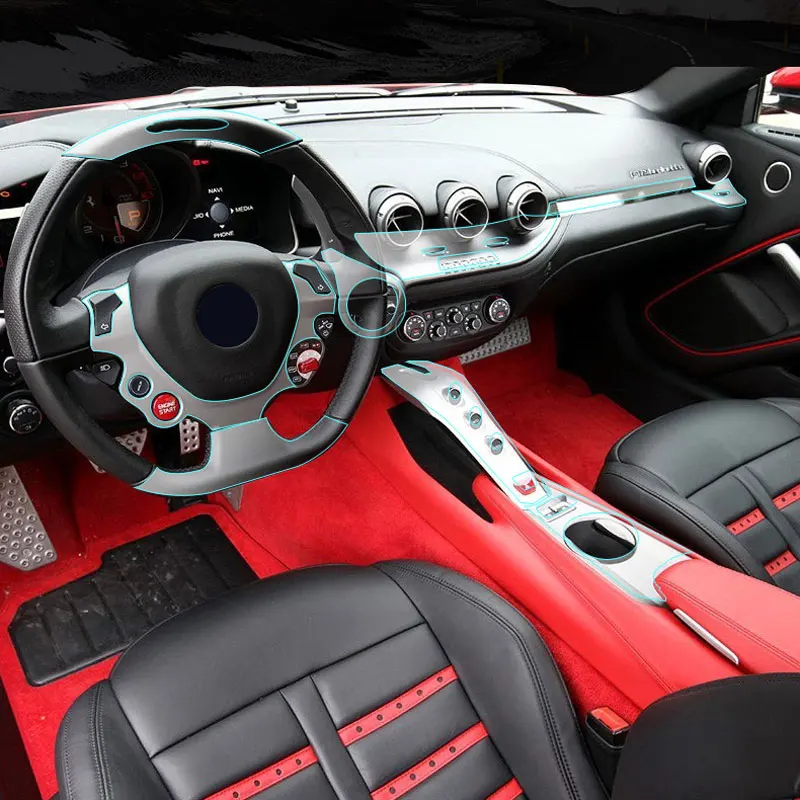 

Sticker For Ferrari transparent Promotion TPU Film Interior Stickers for Ferrari F12 Center console Car Accessories 2013-2018