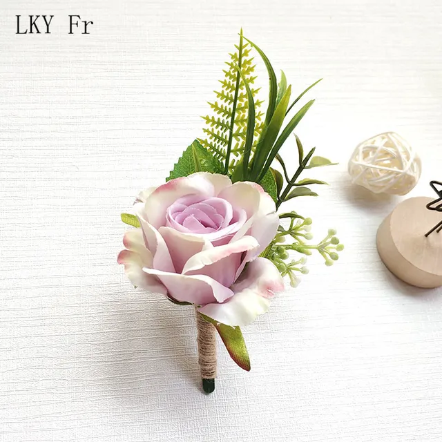 LKY Fr Boutonniere Flowers Corsage Pin Boutonniere Buttonhole Men Wedding Bracelet Bridesmaid Wedding Buttonhole Witness Corsage A Corsage