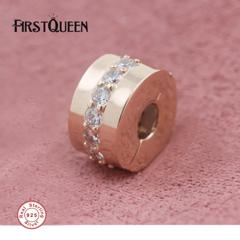 

FirstQueen Shining Path Rose Clip Charm Bead Fit Brand Silver Bracelet 2017 New Year Christmas Family DIY Gift Fine Jewelry