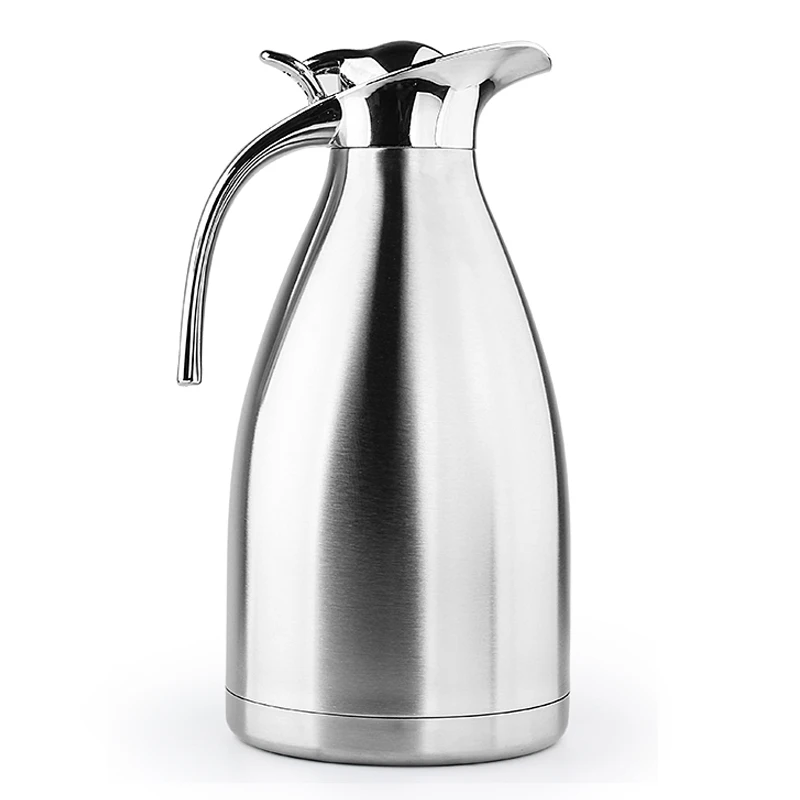 2L Высокая емкость нержавеющая сталь для дома воды термальный Carafe изоляционный вакуум блестящие чайники кувшин-фляжка чайник - Цвет: Серебристый