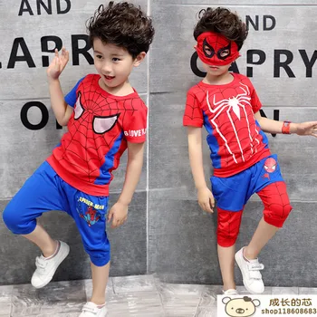 

Boys Summer suit Spider-Man Children's clothing 2020 New Children Thin section Cotton T-shirt + pants sports suit