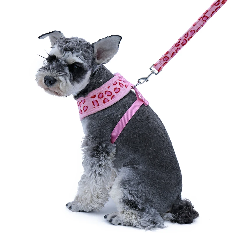 Прочная ПЭТ шлейка для собак кошек Хлопок розовый бежевый Леопард Регулируемый ошейник поводок для щенка комплект поводков котенок маленькая собака контроль безопасности