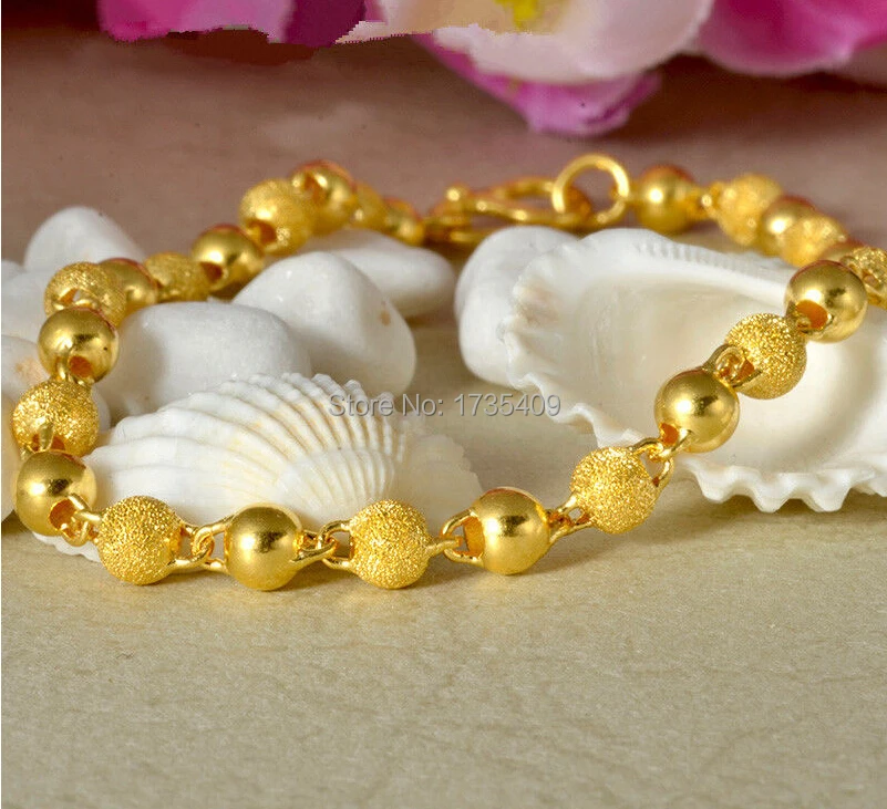 Аутентичные 999 Твердые 24 К желтого золота браслет/Lucky Для женщин Бусины браслет/8 г