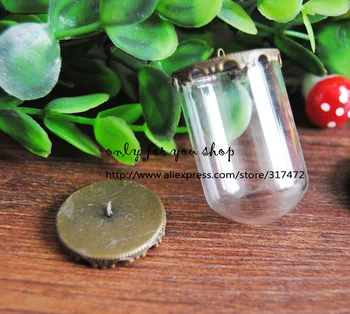 

20set/lot 38mm Tall 25mm open Glass Vial Cover Glass Bulb & Antique bronze connecotor base DIY chrm Jewelry Pendant