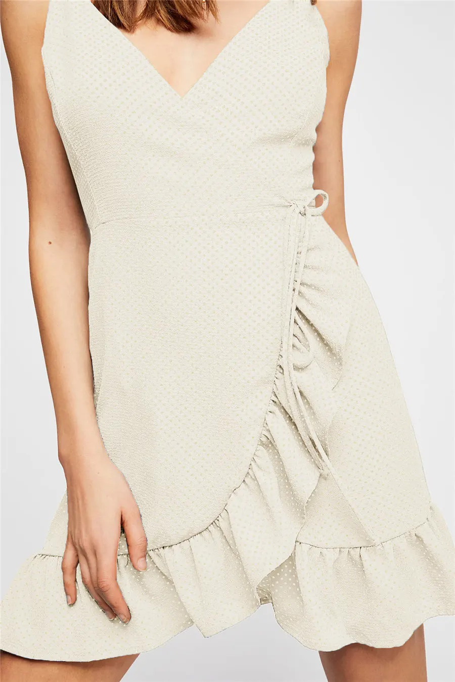 Gladiolus Polka Dot Summer Dress Women Spaghetti Strap V Neck Backless Sexy Ruffles Mini Women Dress Casual Beach Ladies Dresses (20)