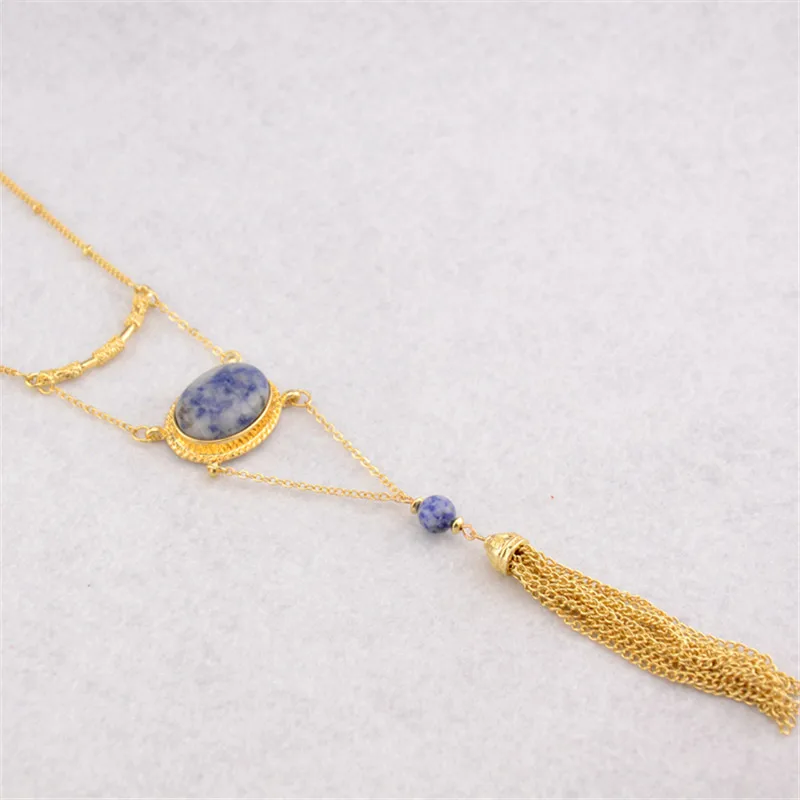 

XQ Free shipping Natural lapis necklace set multi-level joker Ms alloy fashion necklace the banquet