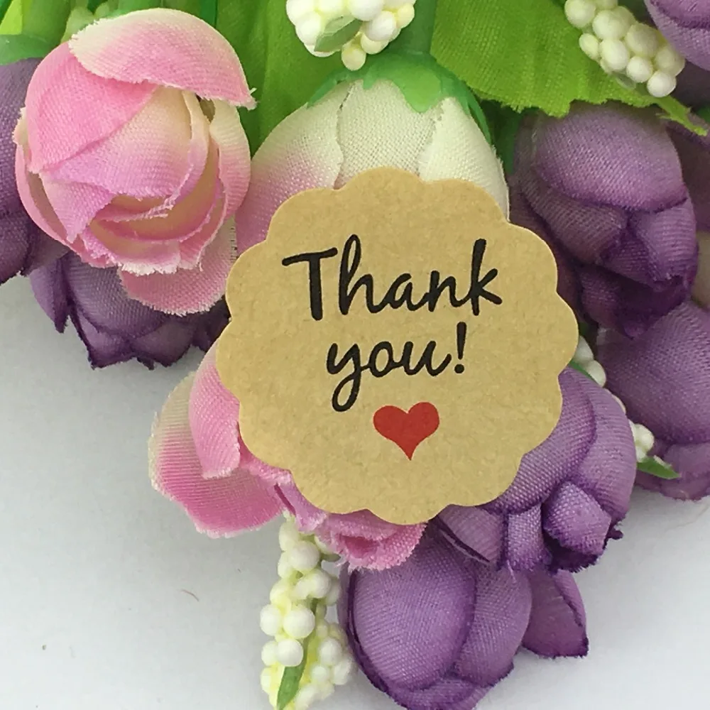 1000pcs kraft sticker labels thank you love self adhesive