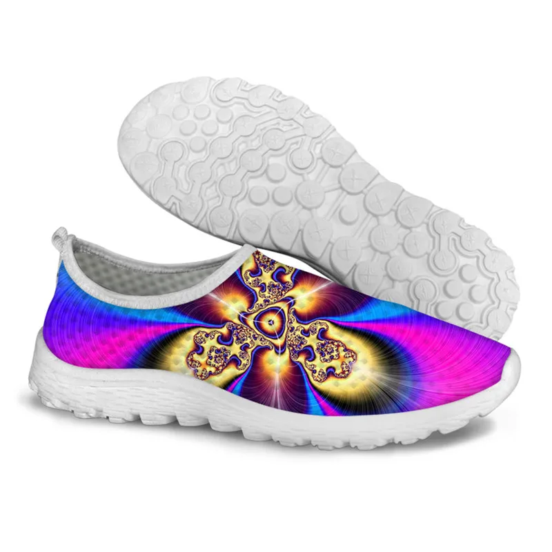 

FORUDESIGNS Summer Breathable Mesh Women Flats Shoes,Big Size Ladies Platform Shoes Flat,Fashion Printing Casual Slip On Shoes