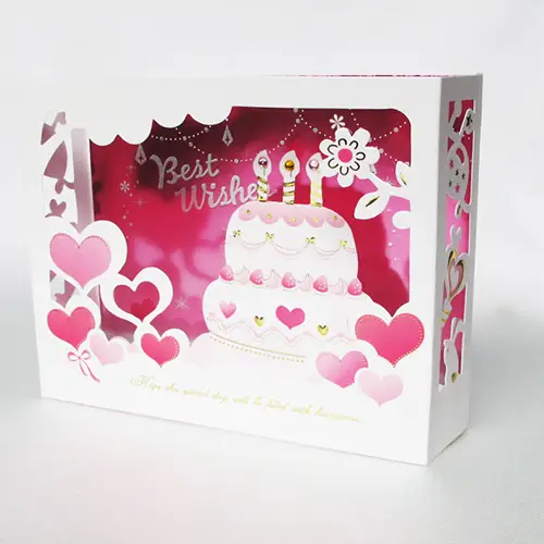 Cartoon Series Heart Cake Handmade Kirigami Origami 3d Pop Up Birthday Greeting Cards Free Shipping Set Of 10