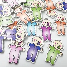 10/50/100 ピース 40*26 ミリメートルかわいいウッドボタン縫製子供のクラフトミックスロットスクラップブッキング WB212(China)