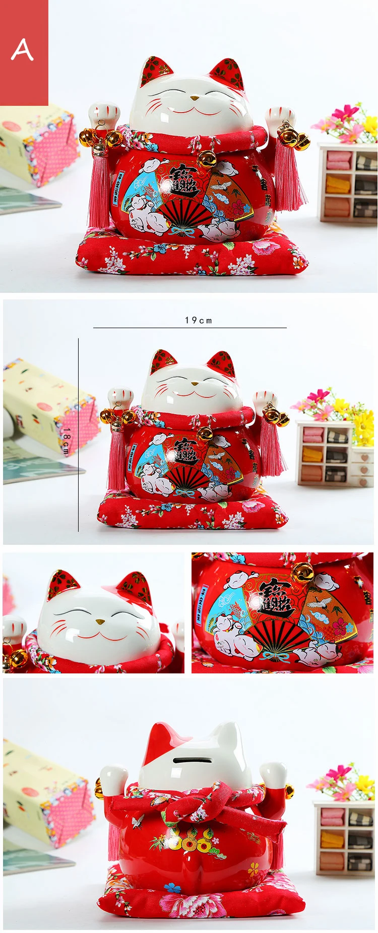 7 дюймов Maneki-Neko керамические китайские счастливые кошки манящие Фортуны кошки статуэтки счастливый Шарм копилка украшения дома