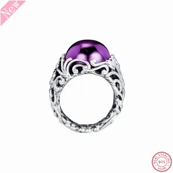 

Popular 925 Sterling Silver Regal-inspired Swirls & Purple Cabochon-cut CZ Regal Dazzling Beauty Rings for Women Jewelry FLR182