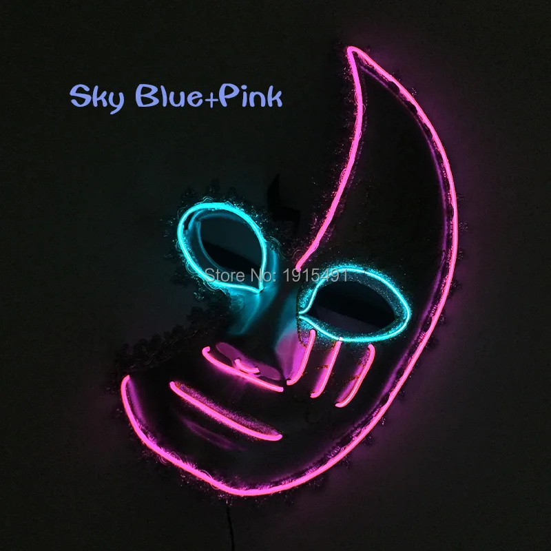 

Horror Sound Active Led Strip Night Make Up Party Glowing Mask Event Party Supplies EL Cable Rope Blinking Half Face Mask by 3V