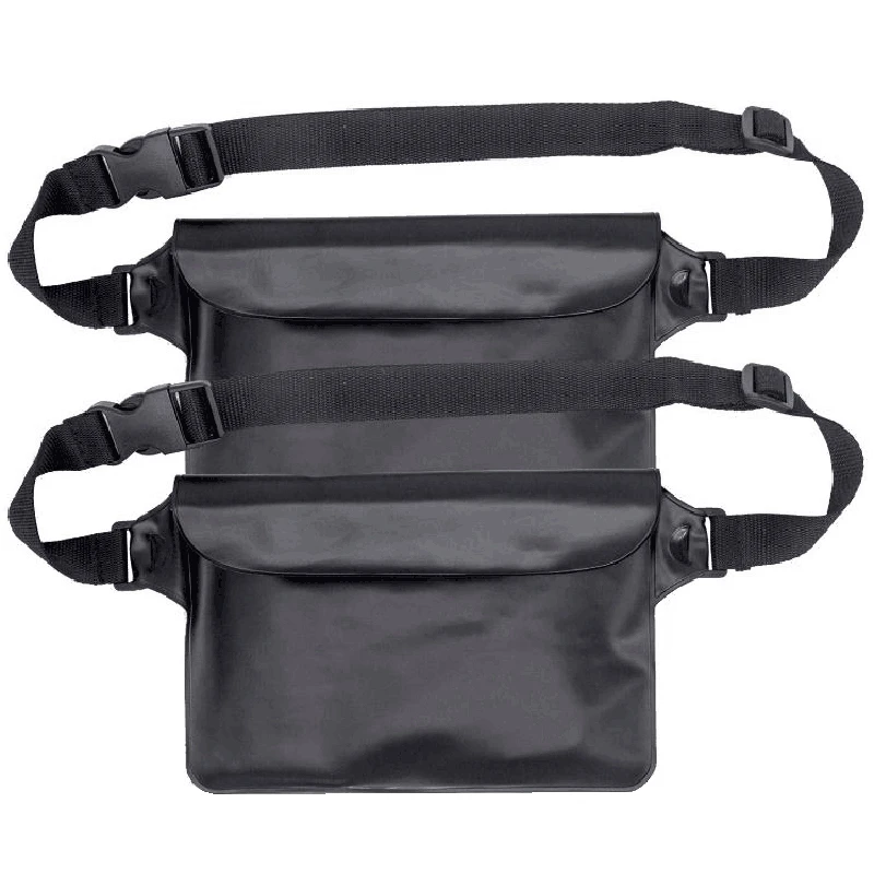 Водонепроницаемый чехол-сумка с регулируемым поясным ремнем для пляжа, плавания, каякинга, походов, защиты телефона, камеры Cash Passpor - Цвет: Black