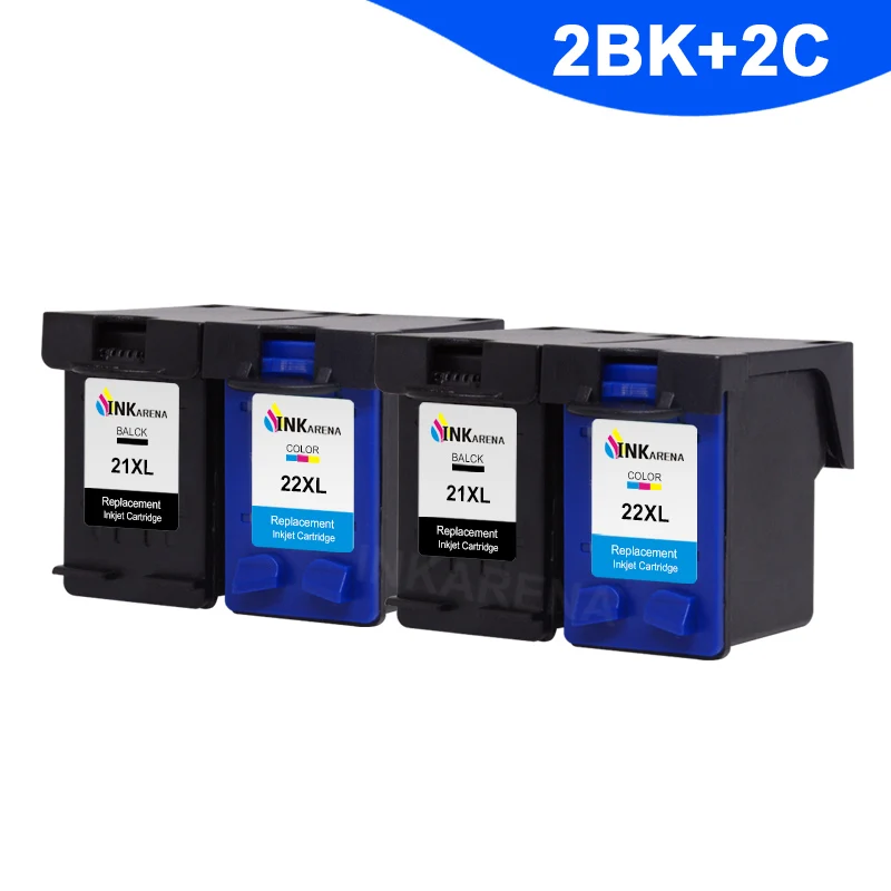 INKARENA 21 22 Remanufactured Ink Cartridge Replacement For HP21 22 Deskjet 3915 1530 1320 1455 F2100 F2180 F4100 F4180 Printer - Цвет: 2122XL 2 x BK 2 x C