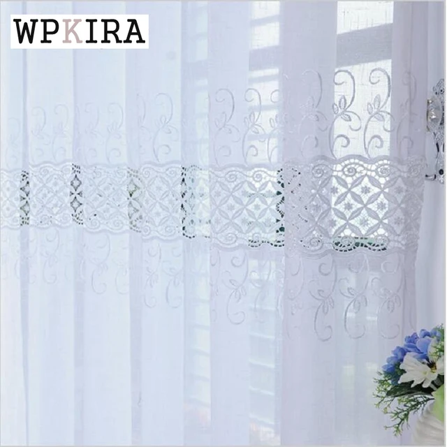 Luxe Geborduurde Bloemen Wit Sheer Gordijnen voor Woonkamer Raam ... Luxe Geborduurde Bloemen Wit Sheer Gordijnen voor Woonkamer Raam ...
