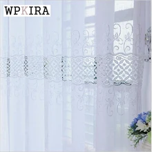Luxury Embroidered Floral White Sheer Curtains for Living Room Window Bedroom Tulle Cortinas High Quality Fabric Drapes S191&10