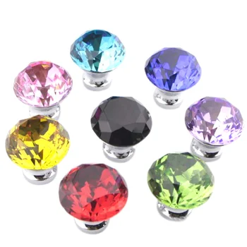

8 Pcs 30mm Diamond Crystal Glass Door Knob And Handles Drawer Kitchen Cupboard Cabinet Furniture Handle Home Supplies --M25