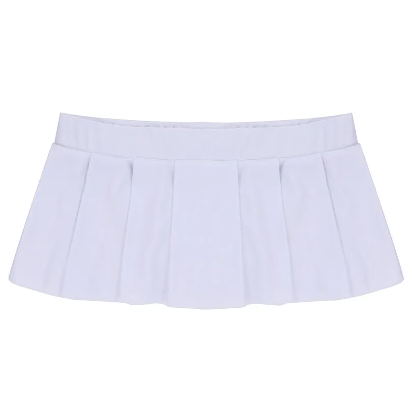 Женская сексуальная однотонная плиссированная мини-юбка с низкой посадкой для школьниц, ночная рубашка для вечеринки, Клубная одежда, Женская эластичная мини-юбка - Цвет: White