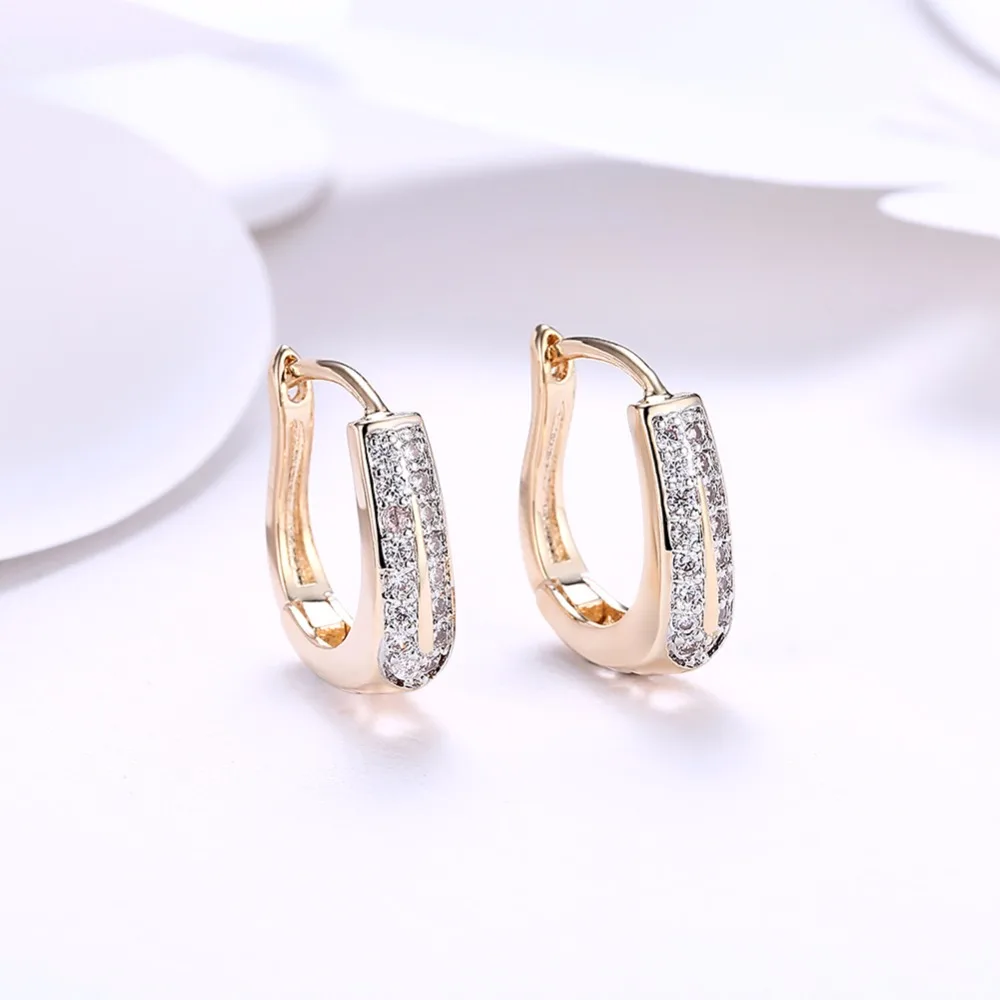CHUKUI Brand Fashion Gold Color Round Small Hoop Earrings For Women Cubic Zircon Stone Earrings Wedding Brides Jewelry (5)