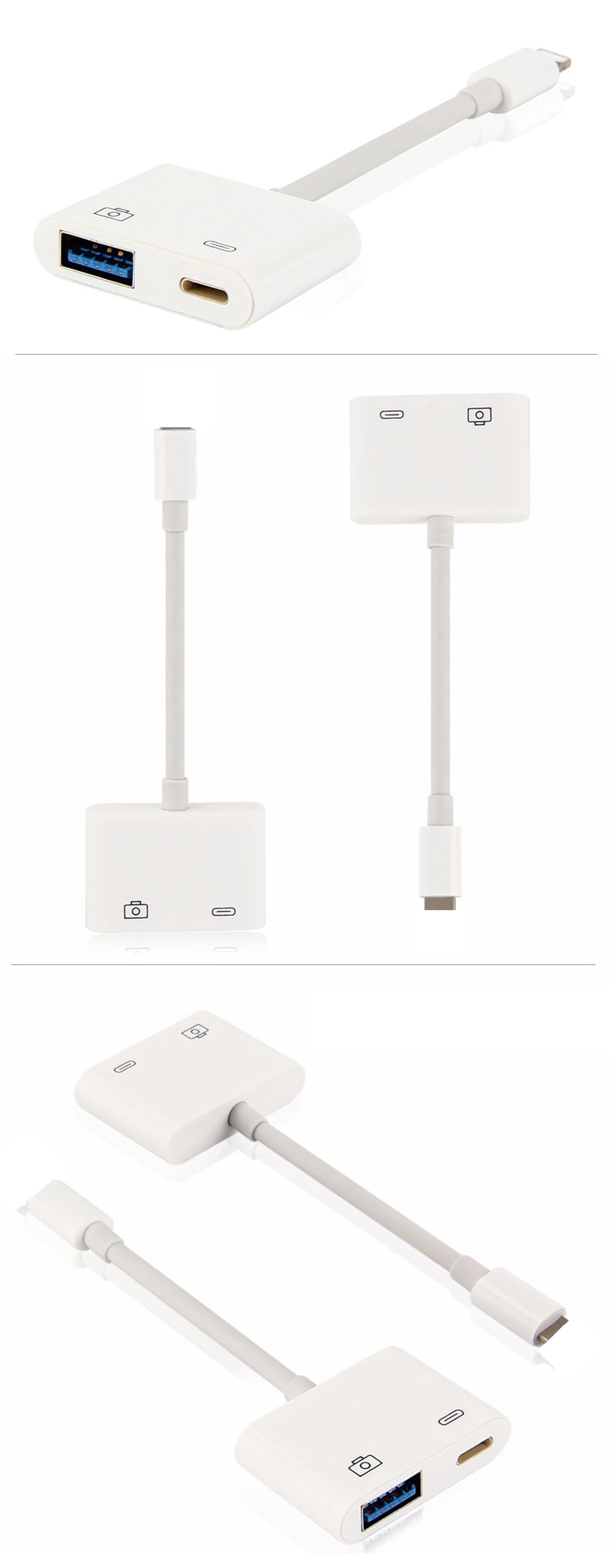 IOS Lighting splitter для OTG USB 3 камера ридер адаптер разъем комплект синхронизации данных концентратор кабель для iPhone X 8 7 6 6S Plus для IPad