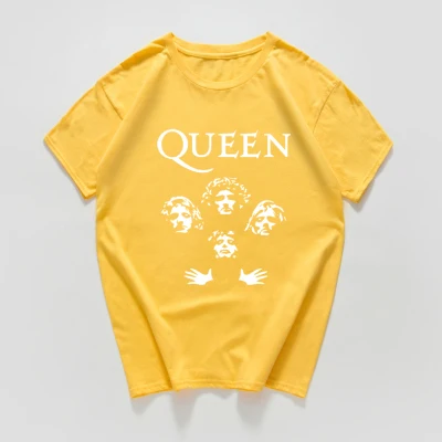 W374MT yellow Блестящая рок-группа queen футболка для женщин размера плюс хлопок Летняя женская футболка, винтажная уличная футболка femme harajuku - Цвет: W374MT yellow