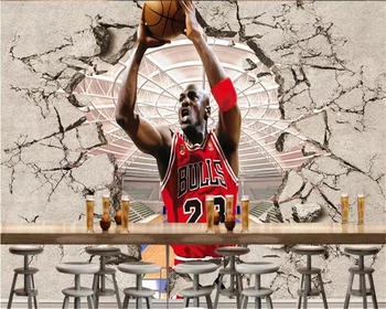 

beibehang3 d wallpaper for wallswall papers home decor Custom HD 3D broken wall basketball tooling wall wall paper for kids room
