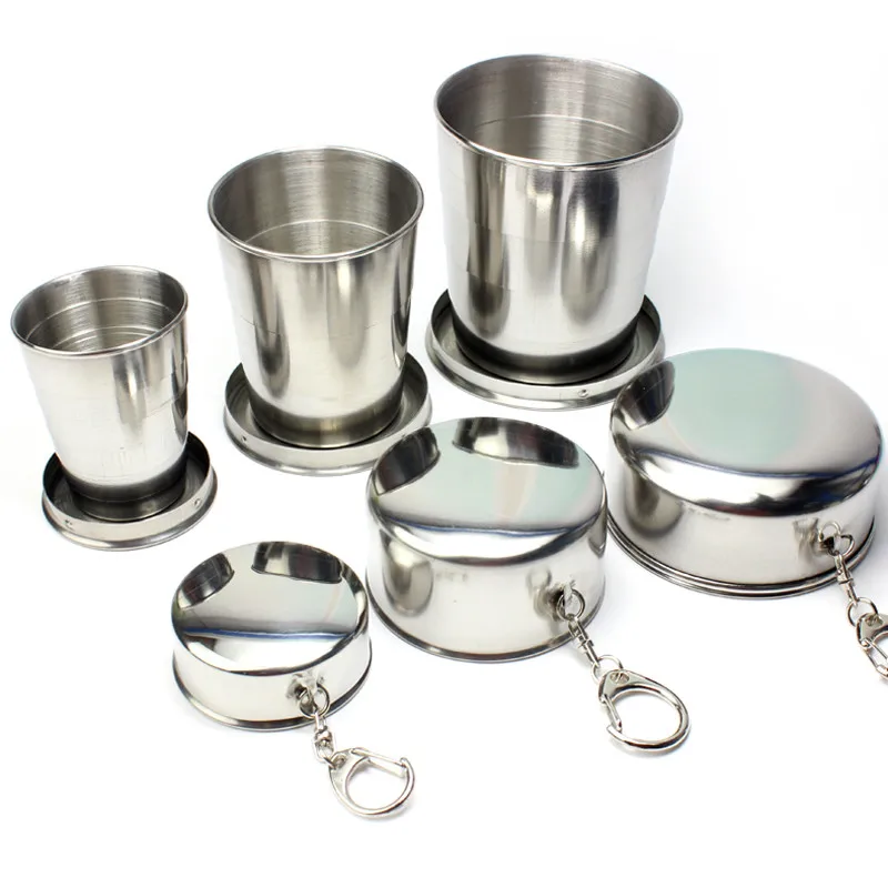 

Portable Stainless Steel Folding Cup Sport Drink Water Bottle for Traveling Outdoor Camping Hiking Tableware Retractable Cup