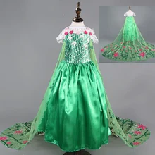 Vert Elsa robe fièvre filles costume pour enfants snow queen fleur robes enfants vêtements robes infantis de festa disfraz