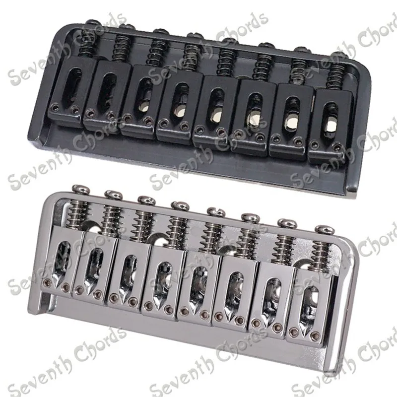 

A Set Hardtail 8 string Saddle Bridge for Electric Guitar Chrome Strings through body guitar accessories parts