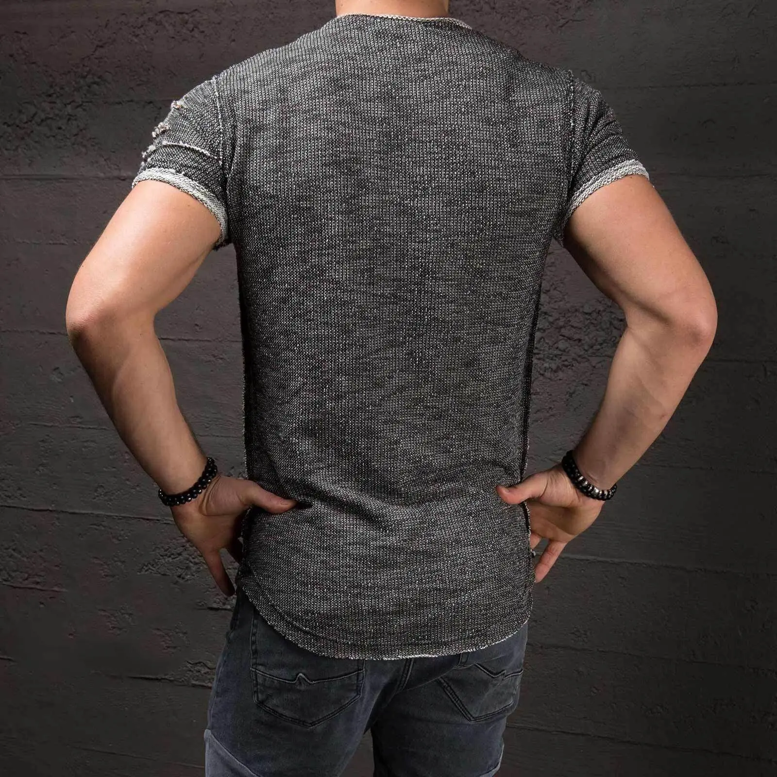 Футболка мужская приталенная с коротким рукавом и круглым вырезом|top short|tee shirtcasual