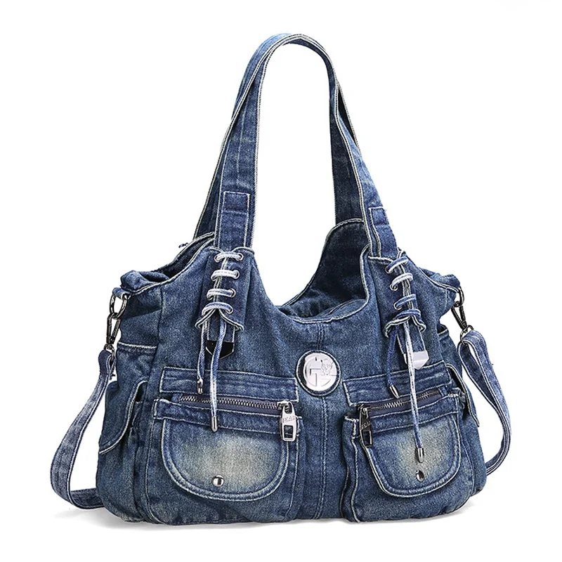 

Fashion Wild Women Bag Vintage Casual Denim Handbag Lady Large Capacity Jeans Tote