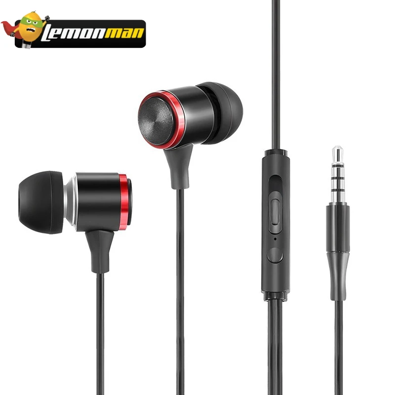 LemonMan Wired Headset ear hook Headphones Earbuds with Microphone Bass