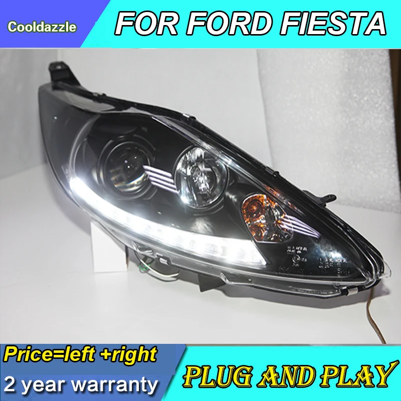 Для FORD Fiesta светодиодный фар 2008 2009 2010 2011 2012 год с Габаритные огни передние фары с HID