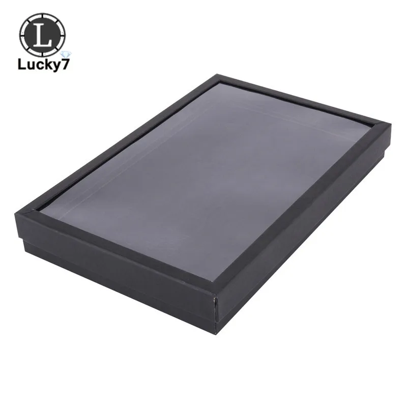 100 Slot Black Velvet Sponge Ring Display Box Cardboard Jewelry Storage Case Holder Showcase Ring Cufflink Jewelry Tray With Lid