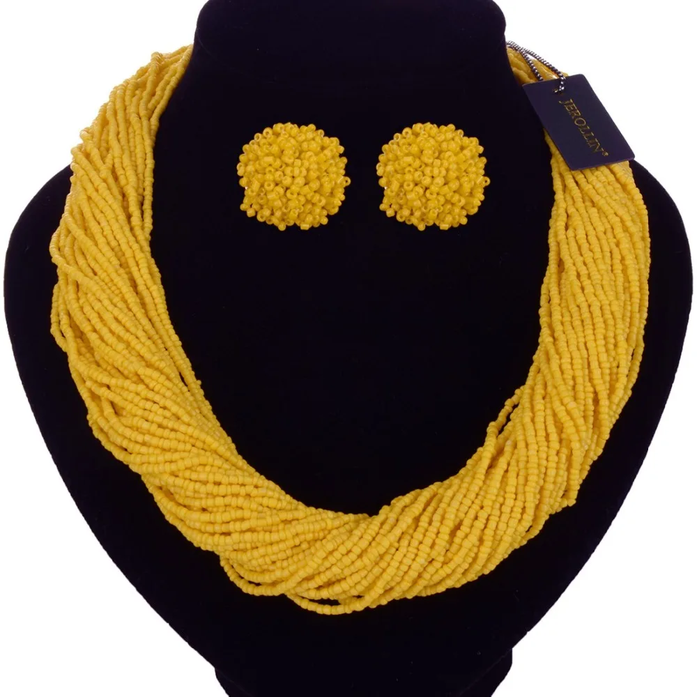 

New 2019 Handmade Multi Strand Necklace Bohemian Beads Statement Necklaces Earrings Jewelry Set Bib Choker kolye collares