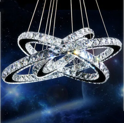 

3 Rings Luxury Art Modern D20/30/40/50/60/70CM 100% Guarantee LED Crystal Chandelier Light Lamp Pendant Free shipping PLL-107