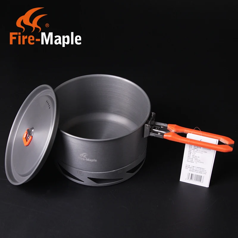 Fuego de arce ligero acampar al aire libre senderismo utensilios de cocina Kit mochila cocina Picnic Intercambiador de Calor olla 1.5L