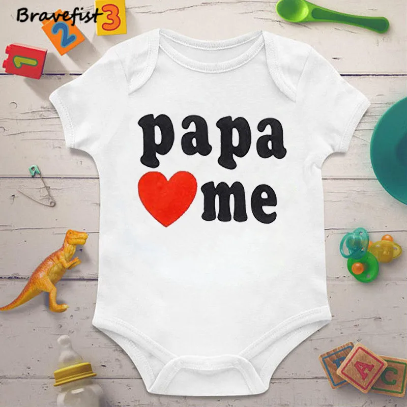 Papa Love Me Модные дизайнерские боди для новорожденных от 0 до 24 месяцев летние детские Комбинезоны I Love Mama Papa Love Me на ваш выбор, верхняя одежда для младенцев - Цвет: Papa Love Me
