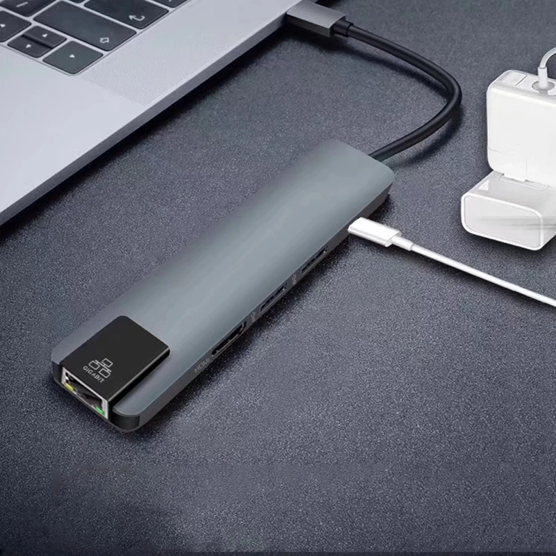 5 в 1 usb type C концентратор Hdmi 4K USB C концентратор к Gigabit Ethernet Rj45 Lan адаптер для Macbook Pro Thunderbolt 3 USB-C зарядное устройство Порт