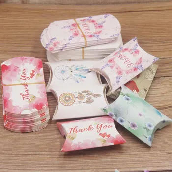 

Wholesale 50PCS/1lot 2*5.5*8cm multi color Cute Pillow Shape paper& Kraft Wedding Candy&birthday Favor Gift Box Jewelry Boxs