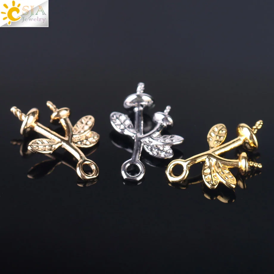 

CSJA Mini Leaf Pendant for Jewelry Making Women Necklace Diy Rose Gold Silver Color Charms Accessories 10pcs/lot Wholesale S152