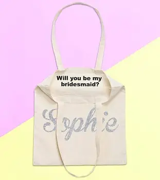 

personalized name wedding bridal shower glitter Will You Be my Bridesmaid tote bags New Year Christmas Party gift Bags