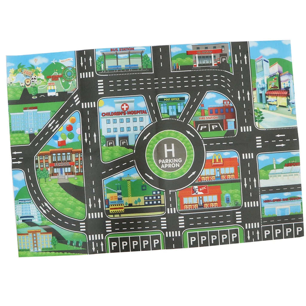 Fun City Road Traffic System Playmat Activity Play Mat Carpet Educational Toy for Playing Cars & Train Track Playroom Fun #B
