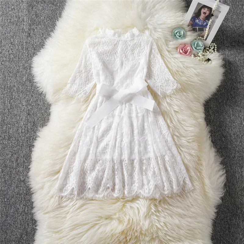 2019 New cute Toddler Kids Baby Girl Lace Flower Princess Tulle Party Pageant Dresses Clothes baby show gifts  (13)