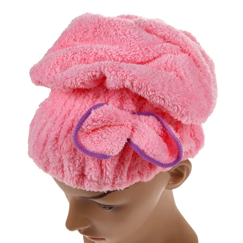 6 цветов, шапка для сушки волос доступны тончайший домашний текстиль, микрофибра Твердые волосы тюрбан быстро сухих волос Hat завернутый Полотенца для ванной
