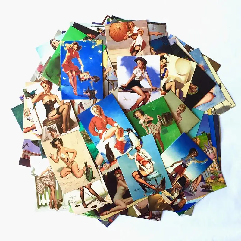 

100pcs/Lot Cool Retro Lady Poster Graffiti Stickers For Luggage Suitcase Skateboard Adesivi PVC Waterproof Stickers Pegatinas