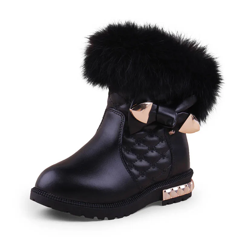 

2018 New Princess Girls Boots Kids Boots for Girls Fur Cotton Warm Winter Children Snow Boots Fashion Cute Warm Shoes