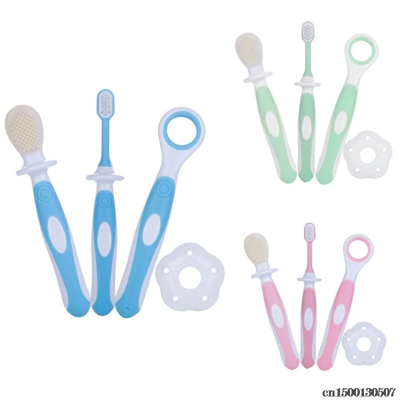 Baby Toothbrush Set Infant Brushing Teeth Tongue Training Safety Cover